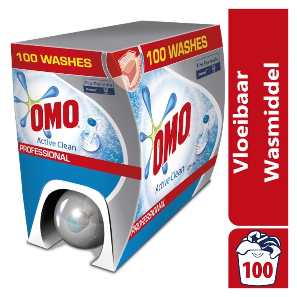 Omo Professional Active Clean 7.5L - Verdund biologisch vloeibaar wasmiddel - 100 wasbeurten